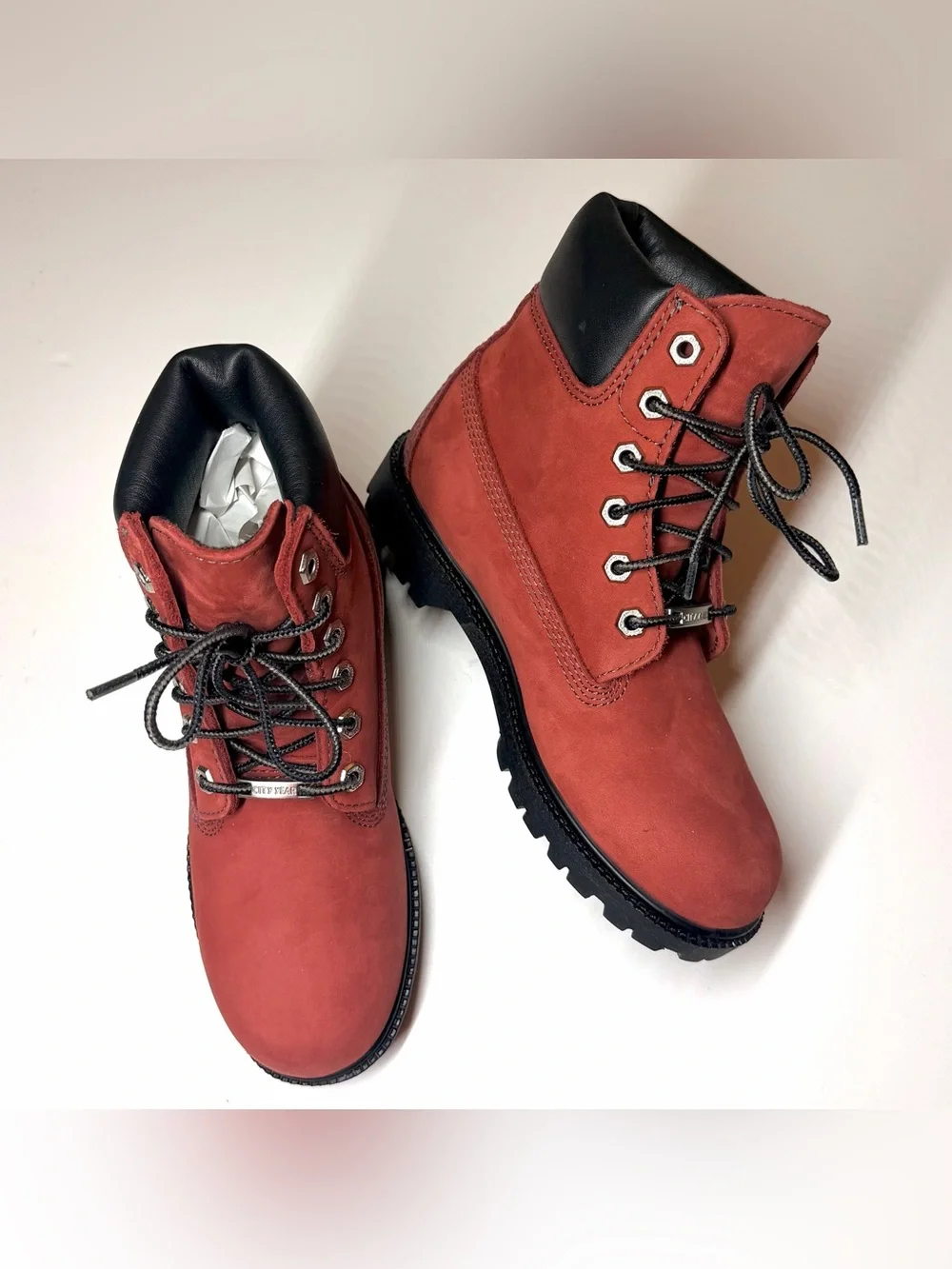 Timberland Juniors 6-inch Premium Waterproof Boots red and black Size- 6.5 M